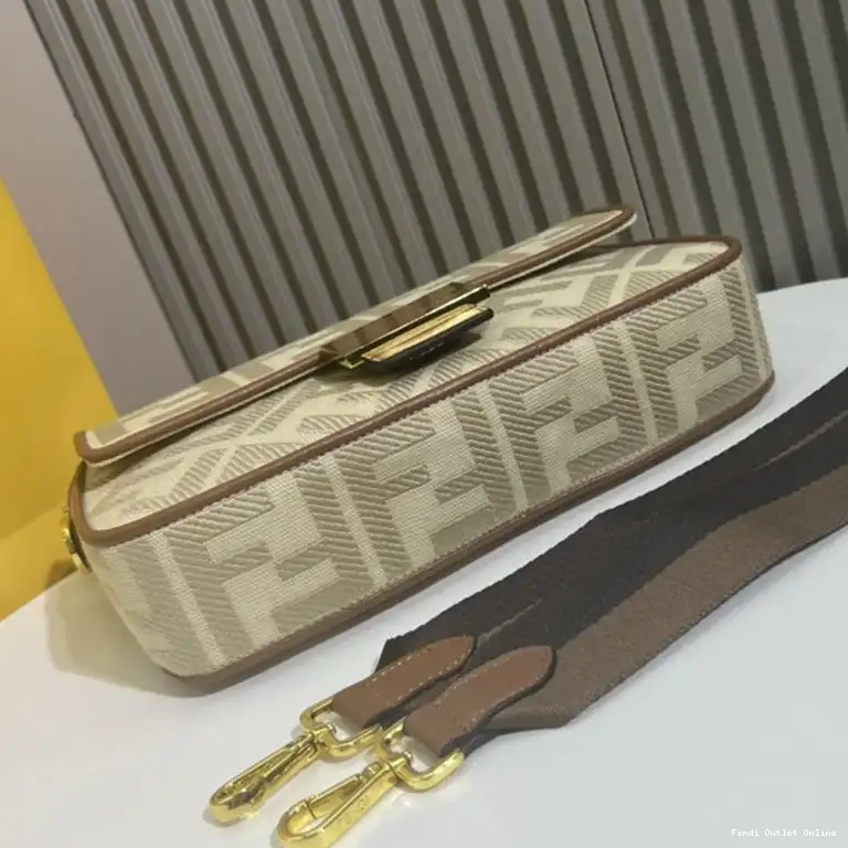 Cheap Beige In Bag Fendi Canvas FF Baguette Medium Motif 0504